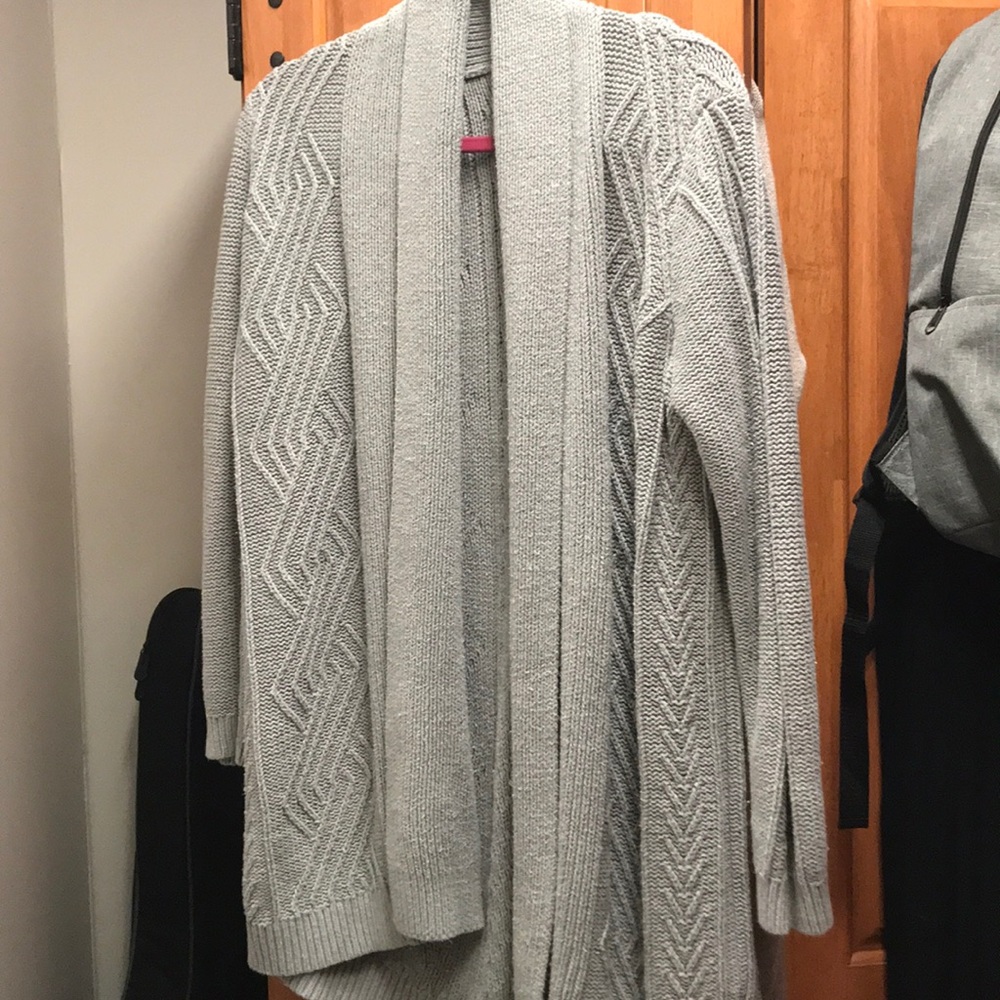 Gray cable knit cardigan
